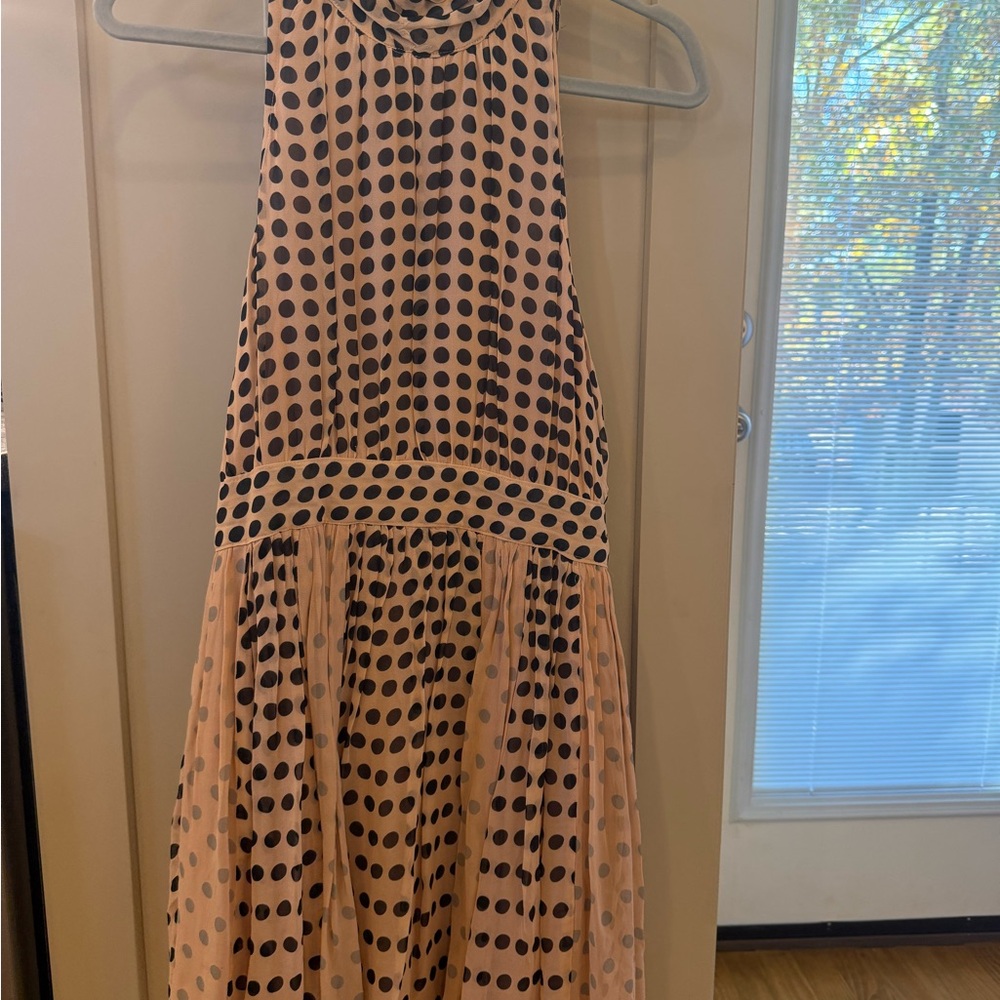 Anthropologie Black Polka Dot Backless Dress